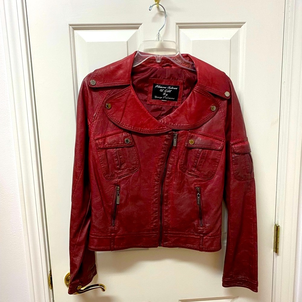George Palomere vegan leather crop jacket